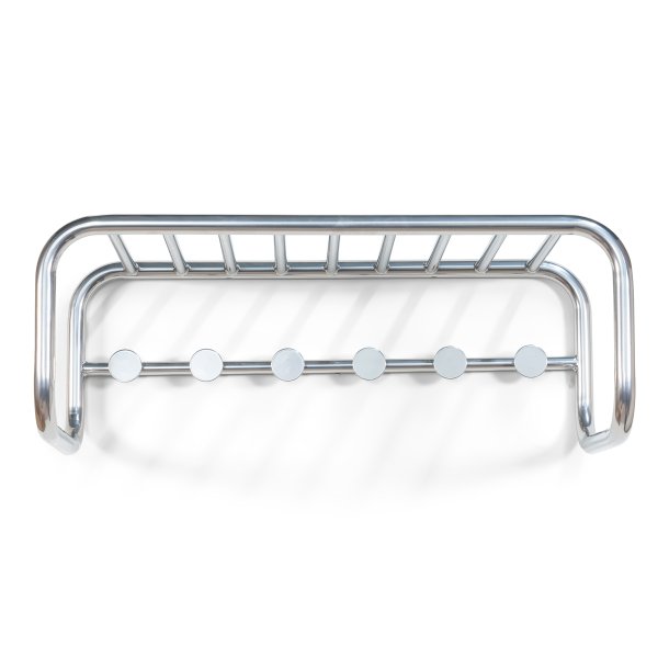 Flash - Hattehylde i nikkel med seks knager