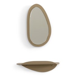 Cosma - Spejl &amp; hylde, enkeltvis eller som s�t i en champagnefarvet metal