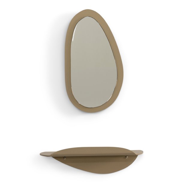 Cosma - Spejl &amp; hylde, enkeltvis eller som s�t i en champagnefarvet metal