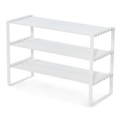 Dinex - Skostativ i hvid metal, 3 hylder, bredde 70 cm
