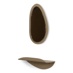 Cosma - Spejl &amp; hylde, enkeltvis eller som s�t i en champagnefarvet metal