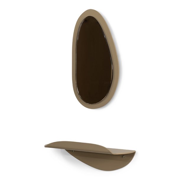 Cosma - Spejl &amp; hylde, enkeltvis eller som s�t i en champagnefarvet metal