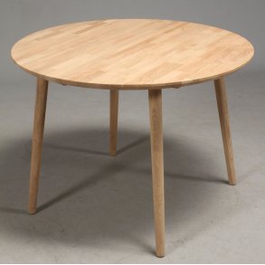 DT 100 - Rundt spisebord ø 100 cm. med 1 tillægsplade, i massiv eg