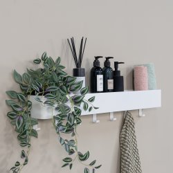 Maxi - Hylde, knage i hvid metal med 7 knager