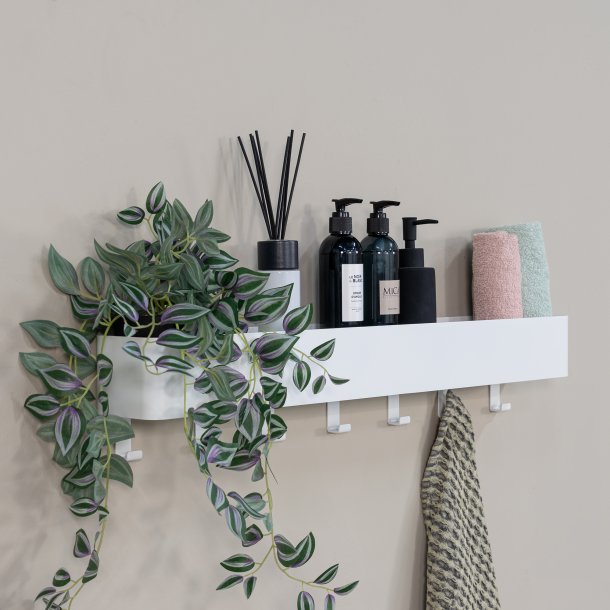 Maxi - Hylde, knage i hvid metal med 7 knager