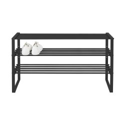 Dinex - Skostativ i sort metal, 3 hylder, bredde 100 cm