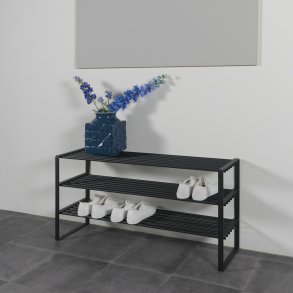 Dinex - Skostll i svart metall, 3 hyllplan, bredd 100 cm