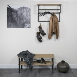 Razor - Skohylde / entrebnk i sort metal og egetr