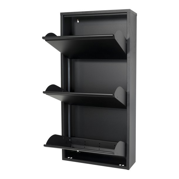 Zapato - Skoskab med 3 rum - sort metal
