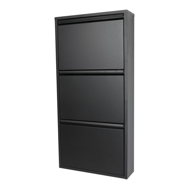 Zapato - Skoskab med 3 rum - sort metal