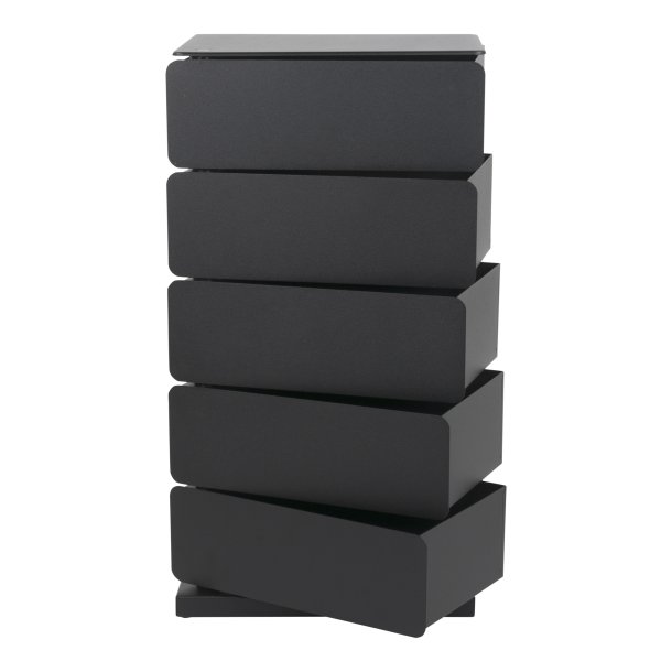 Carson - Kommode med fem skuffer i sort metal