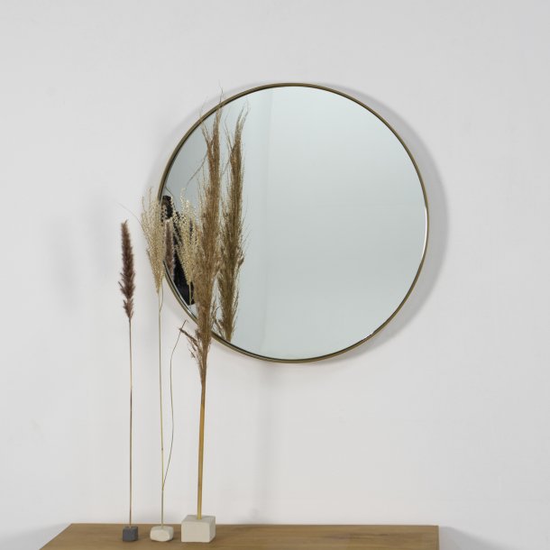 Fugaz - Spejl i guldfarvet metal, diameter 60 cm.