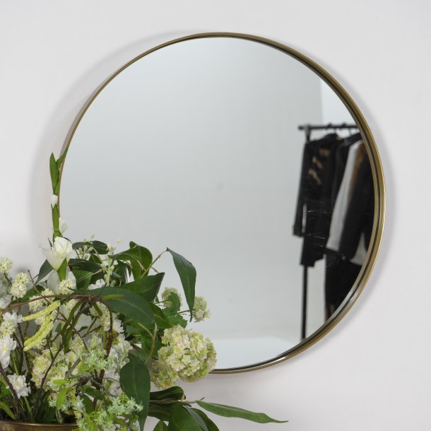 Fugaz - Spejl i guldfarvet metal, diameter 60 cm.