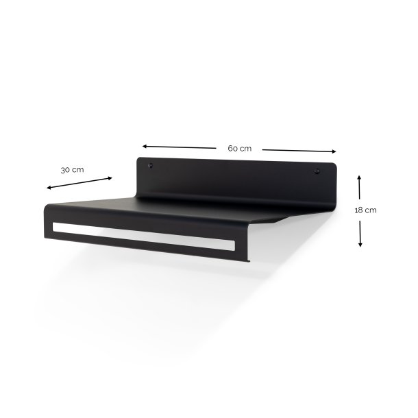 Say - Hattehylde i sort metal, bredde 60 cm.