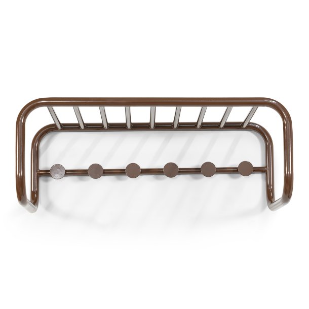 Flash - Hattehylde i brun metal med seks knager