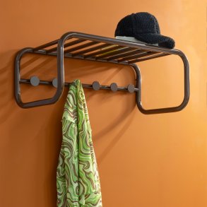 Flash - Hattehylde i brun metal med seks knager