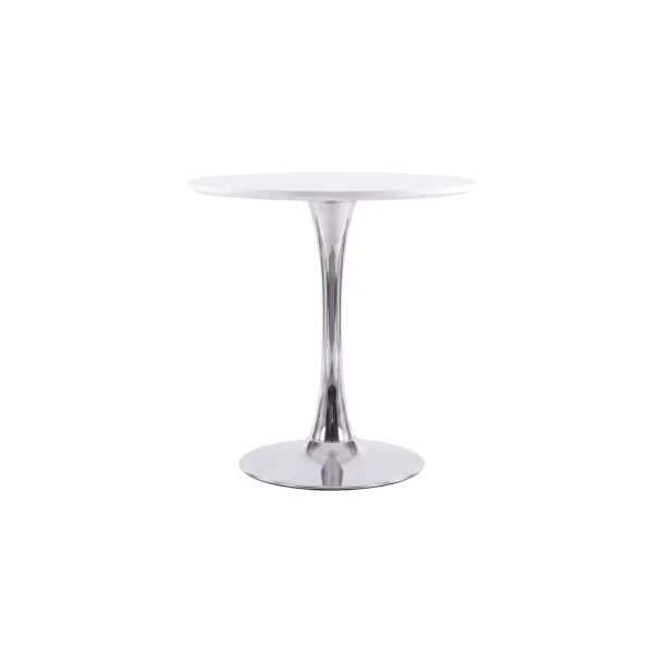 Dizell - Rundt spisebord i hvidmalet med krom stel, diameter 80 cm.