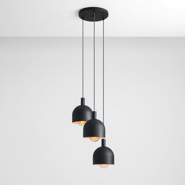 Tudor - Loftlampe i sort metal med tre skrme