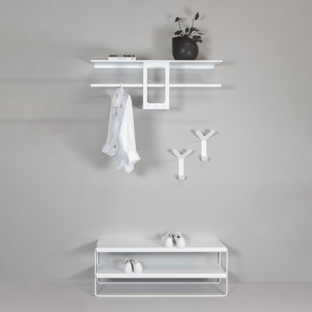 Koons - Hattehylde i hvid metal, bredde 100 cm.