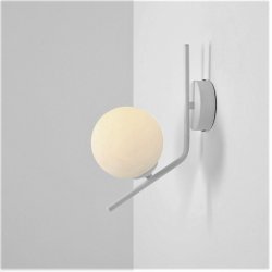 Arts - Vglampe i hvidt metal og hvidt glas