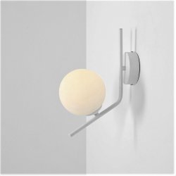 Arts - Vglampe i hvidt metal og hvidt glas