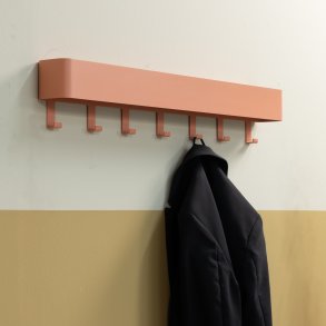 Alhamba - Kroklist med hylla i ljusorange metall, sju krokar