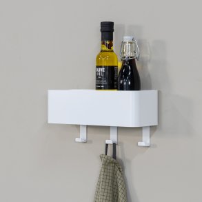 Maxi - Hylla, krok i vit metall med 3 krokar