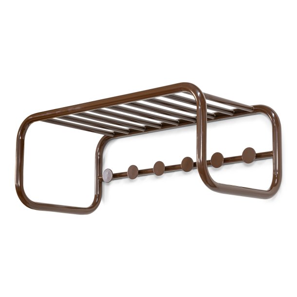 Flash - Hattehylde i brun metal med seks knager