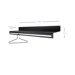 Say - Hattehylde i sort metal, bredde 120 cm.