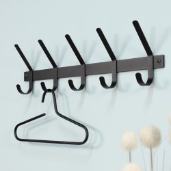 Gancho - Knagerkke med fem knager i sort metal