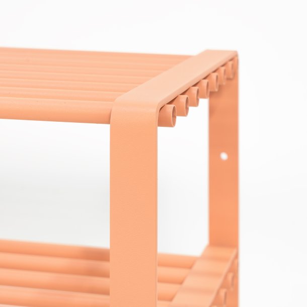 Dinex - Skostativ i terracotta farvet metal, 3 hylder, bredde 100 cm