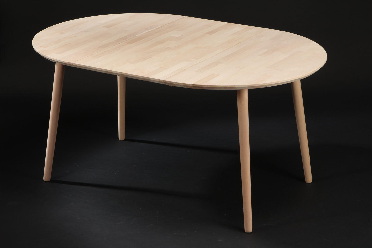 DT 100 - Rundt spisebord med 1 tillægsplade massiv bøg med størrelse ø 100 cm - Nordiske designs - enkelt, tidløst og elegant -
