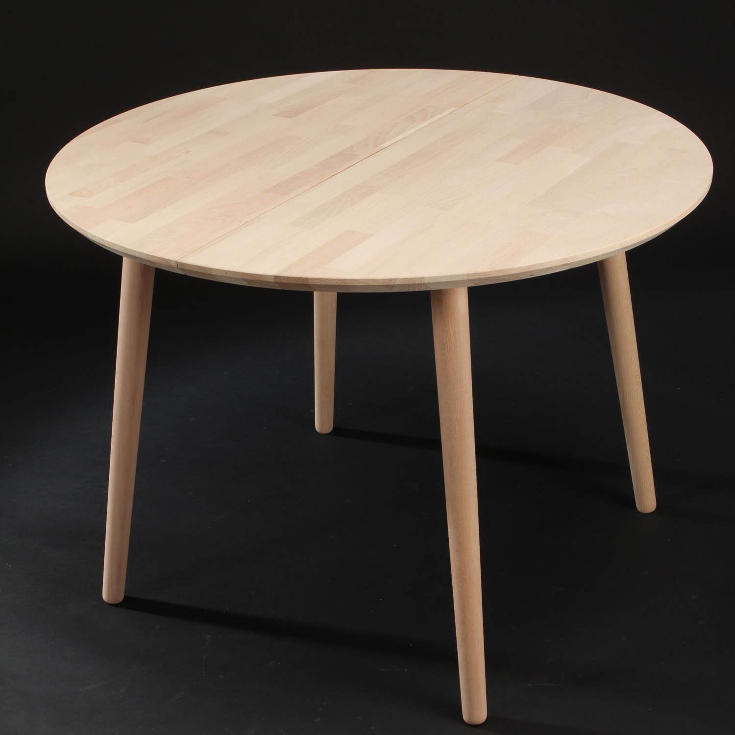 100 - Rundt spisebord med 2 tillægsplader i massiv bøg med størrelse ø 100 cm - Nordiske designs - enkelt, tidløst og - 3-Nordic
